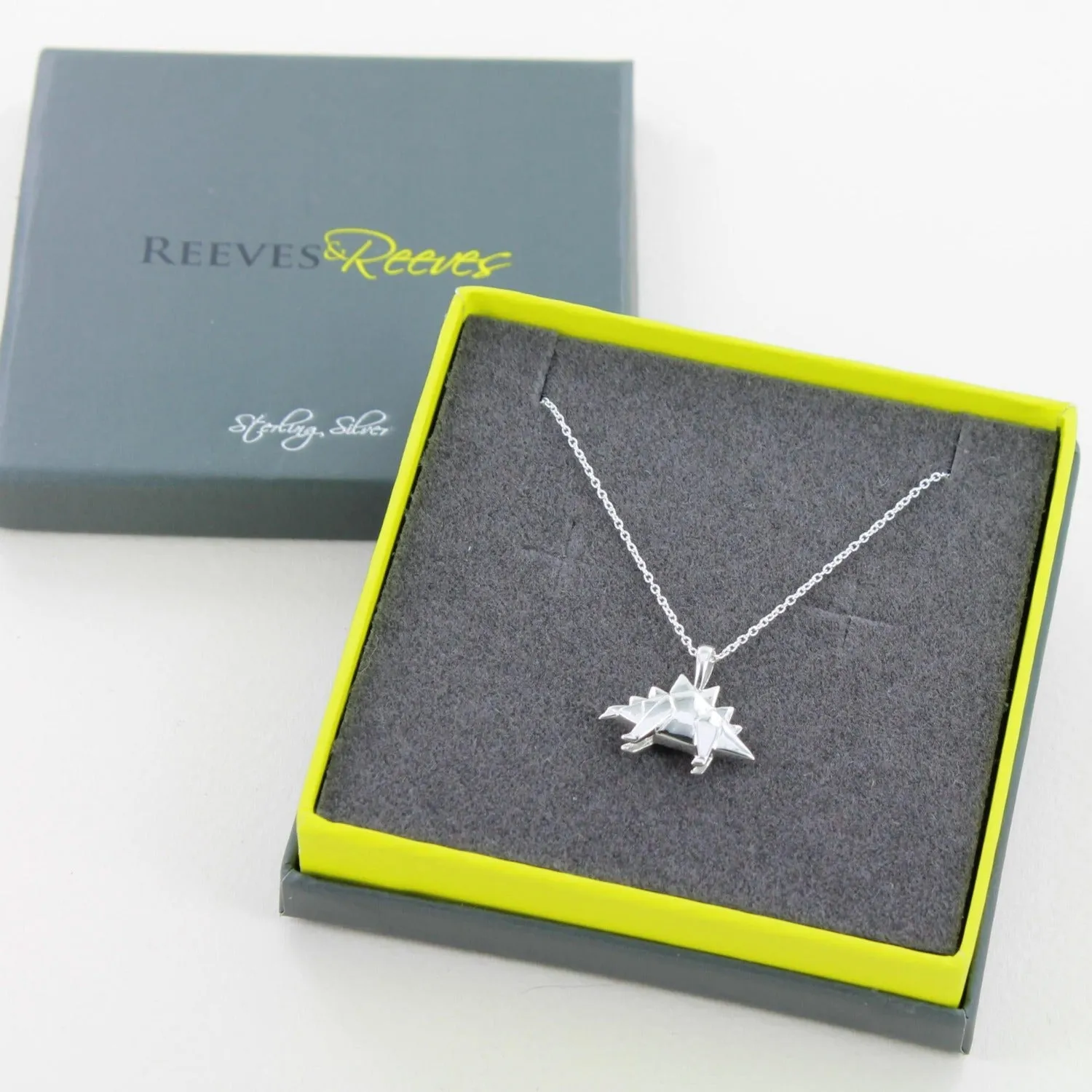 Sterling Silver Origami Stegosaurus Necklace