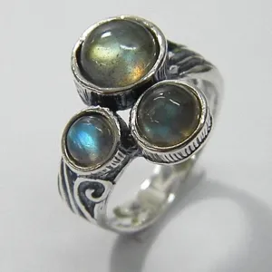 Sterling silver ring  for woman bohemian rings: labradorite, turquoise, moonstone, amethyst