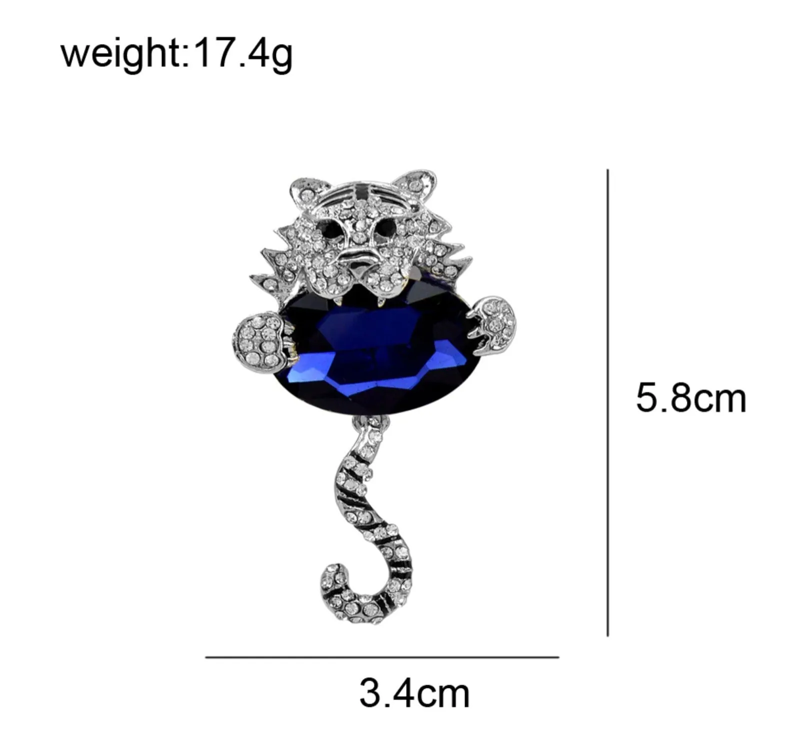 Stunning tiger brooch vintage look broach diamonte gold silver plated pin jjj59