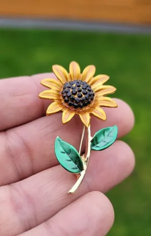 Sun flower brooch celebrity valentines day pin vintage look queen broach s17 new