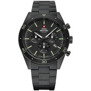Swiss Military Black Steel Chrono Men's Watch - SM34079.03