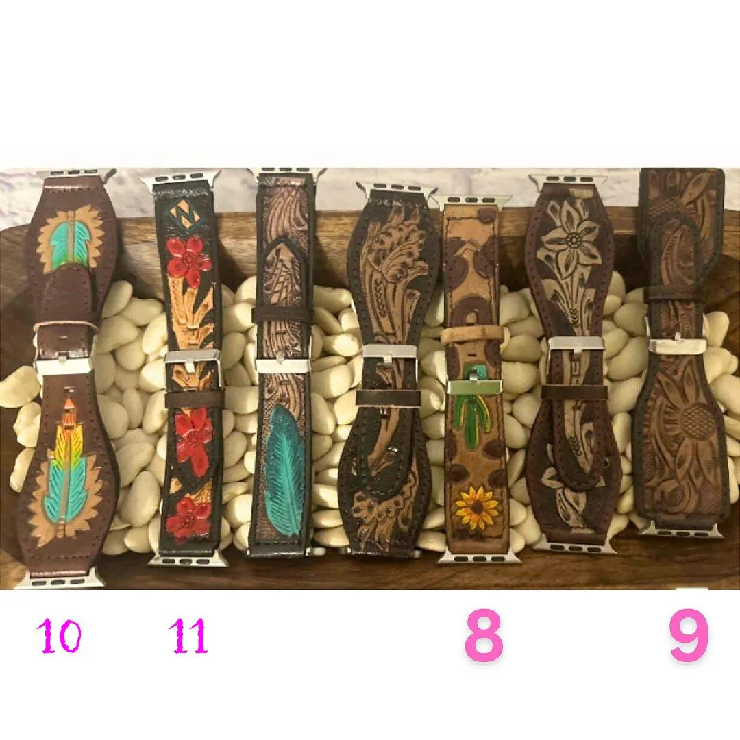 TOOLED LEATHER WESTERN APPLE WATCH BANDS