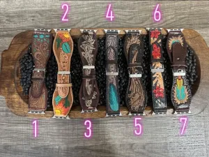 TOOLED LEATHER WESTERN APPLE WATCH BANDS