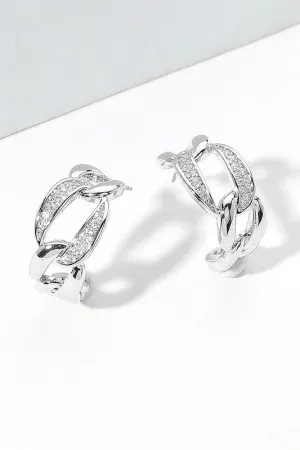 Treasure Map Silver CZ Stud Earrings