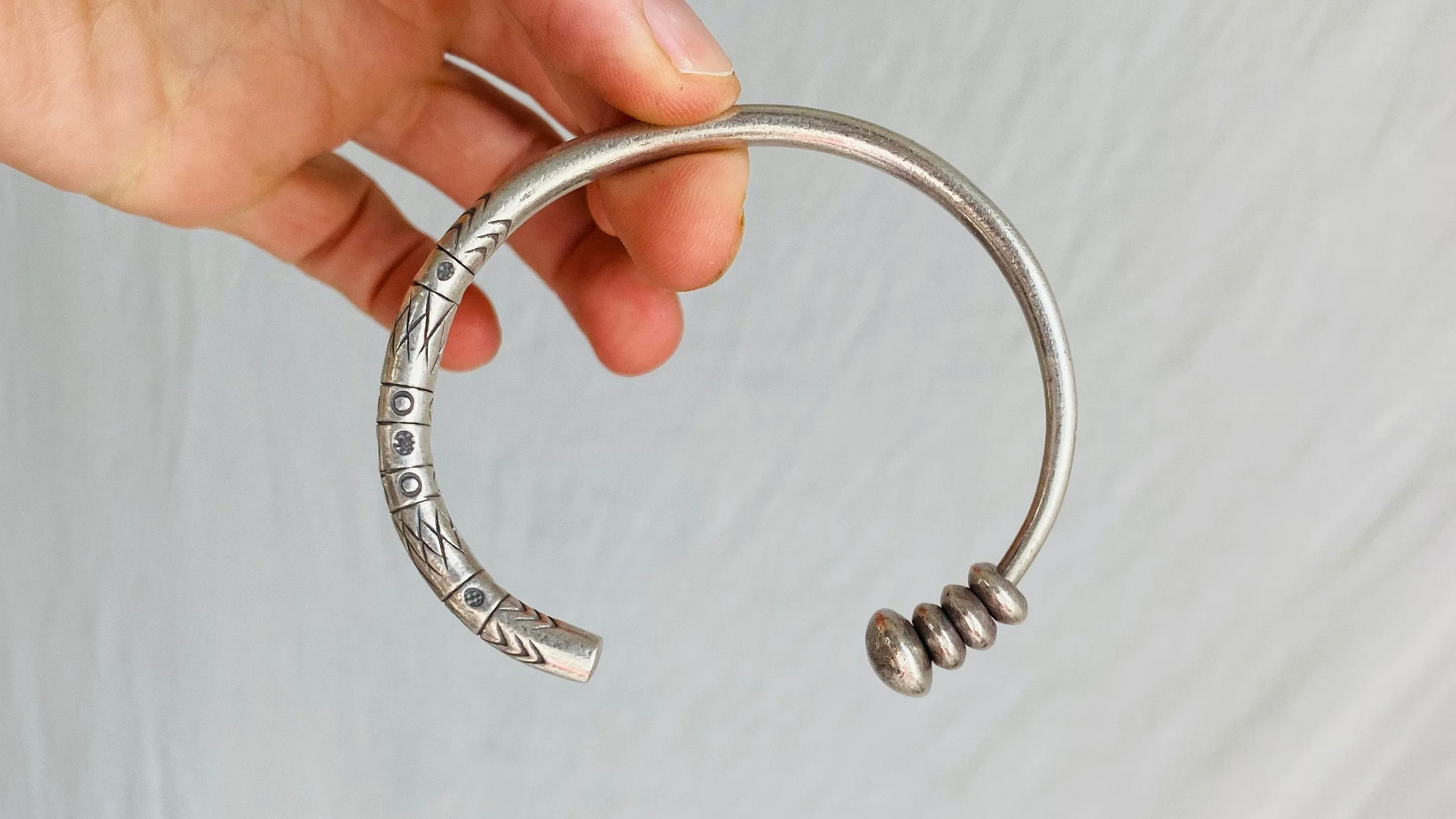 Trio of Silver Bangles. Heavy Gauged. Karen Hill Tribe of Thailand