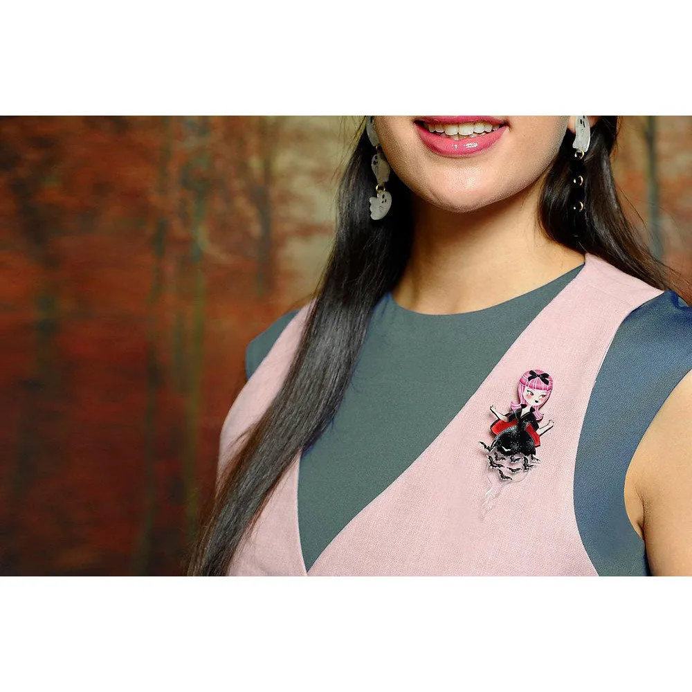 Vampiress With Bats Brooch by Laliblue