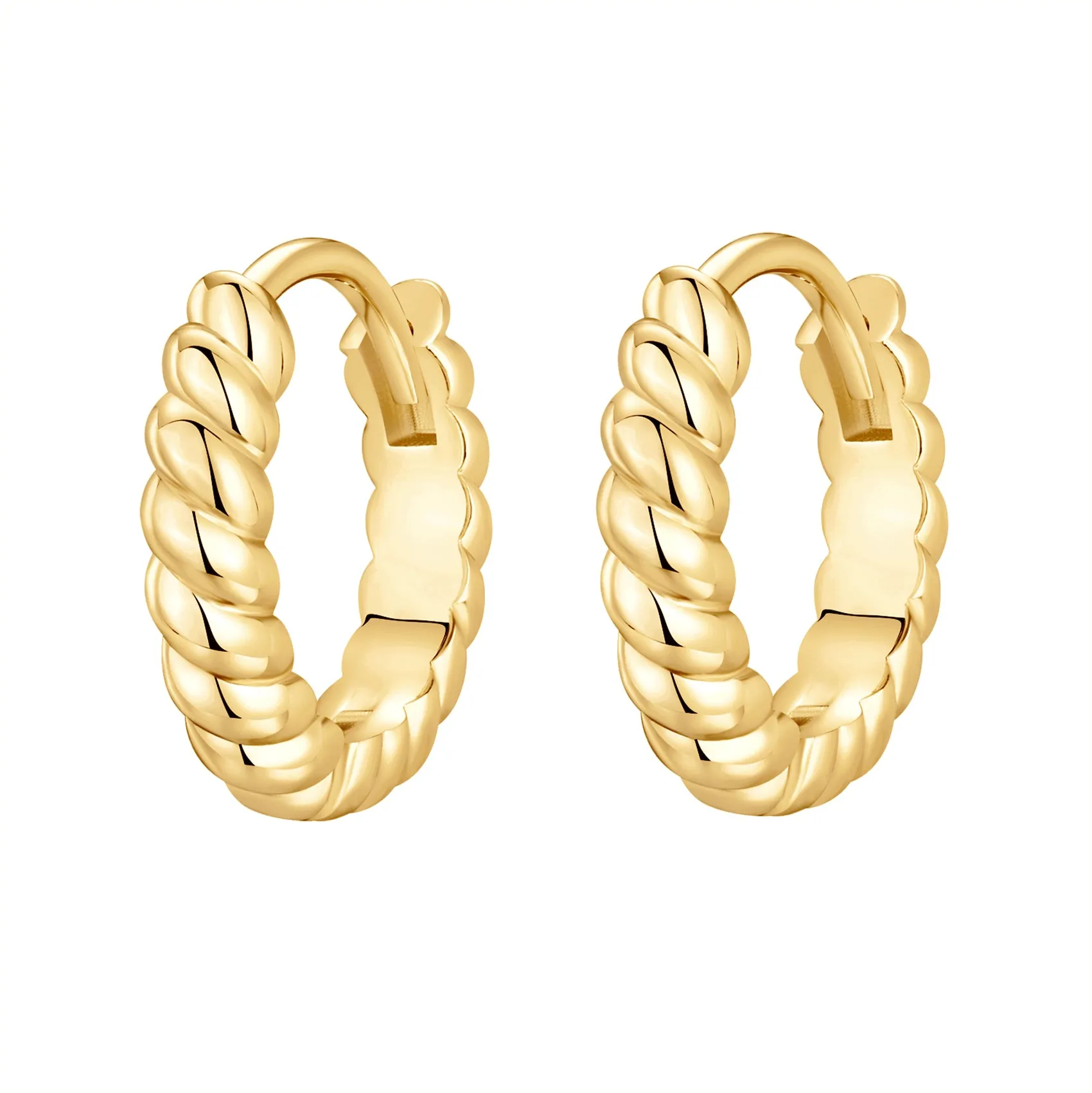 Vermeil Twisted Baguette Huggies