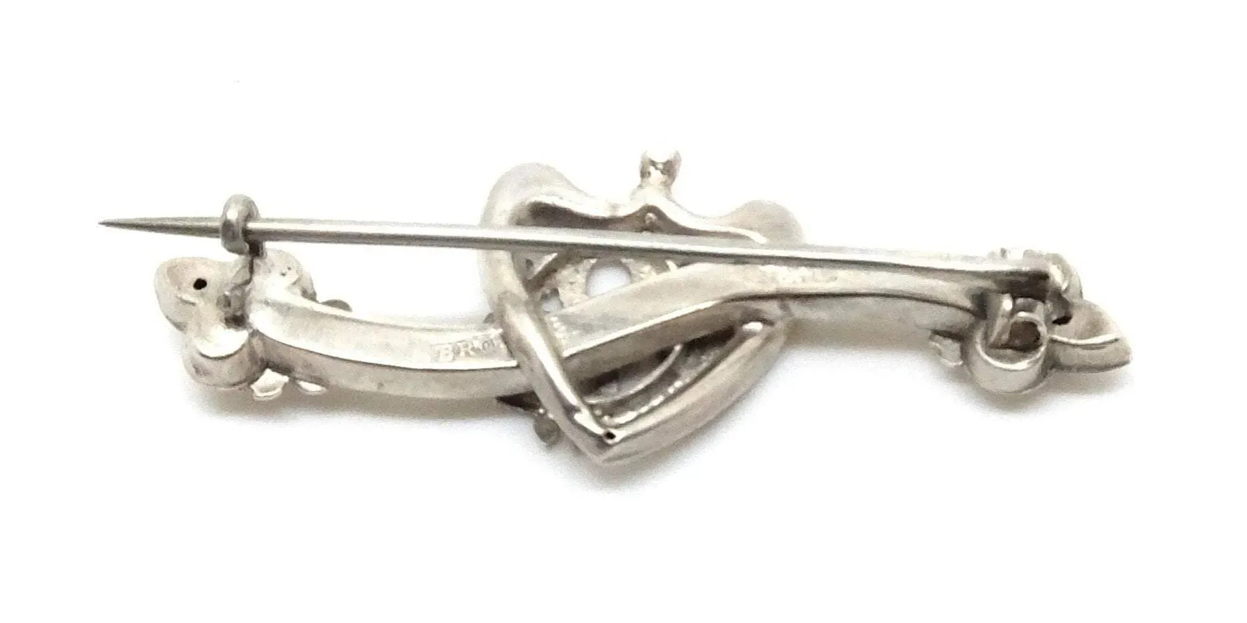 Victorian Silver Heart & Forget-Me-Not Brooch