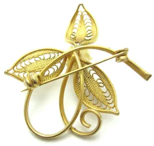 Vintage 1950s French Ivory Leaf Brooch