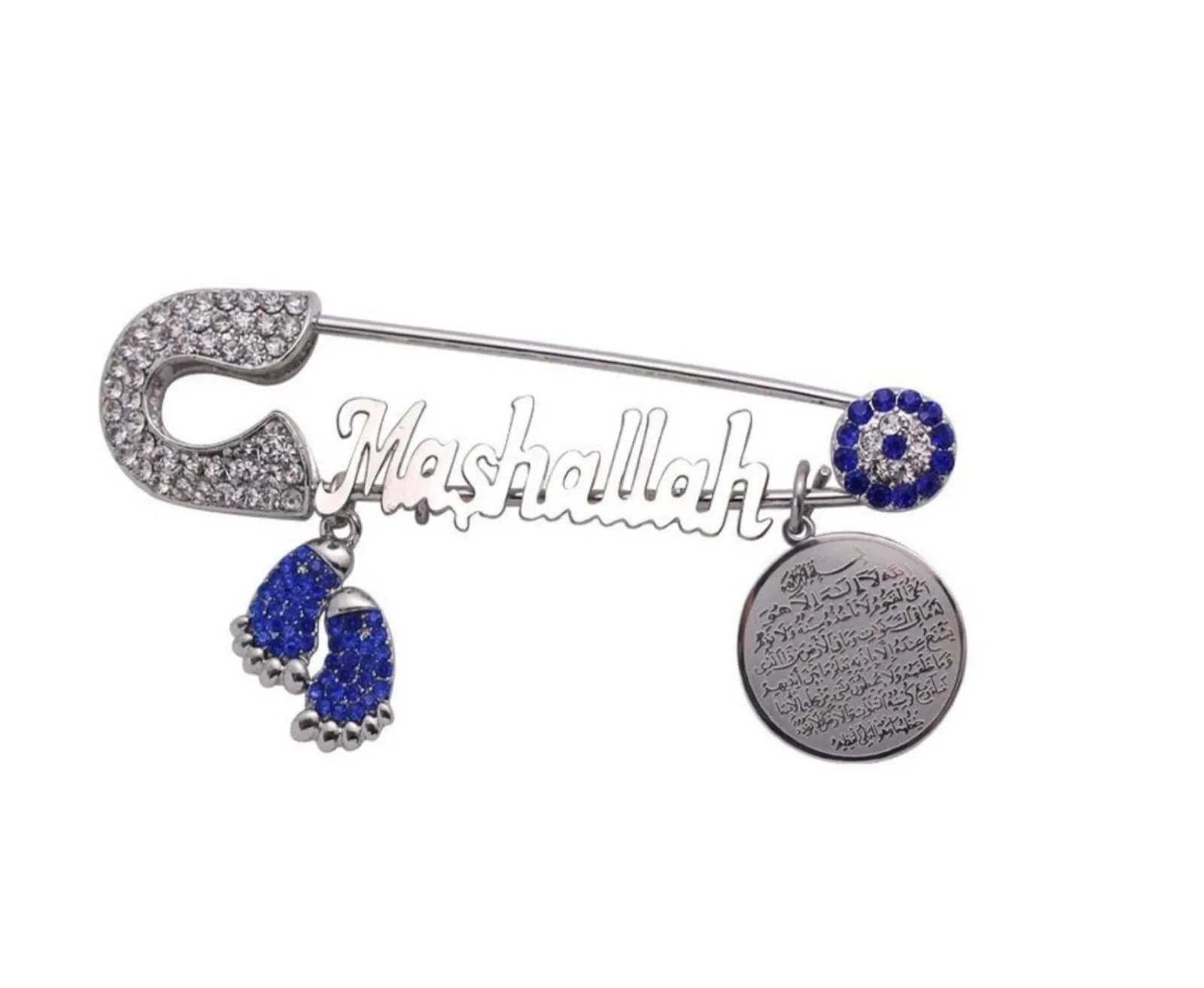 Vintage look gold silver plated mashallah evil eye protection brooch pin jjj50