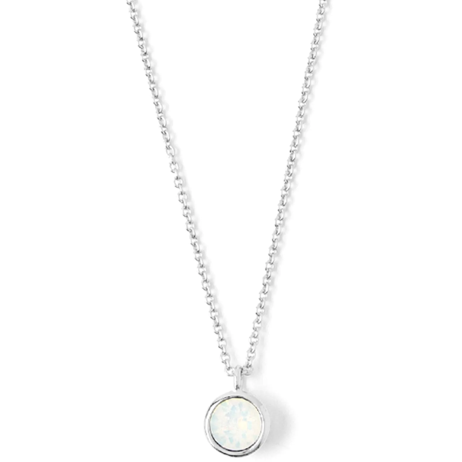 White Opal Necklace Made With Swarovski® Crystals - Silver